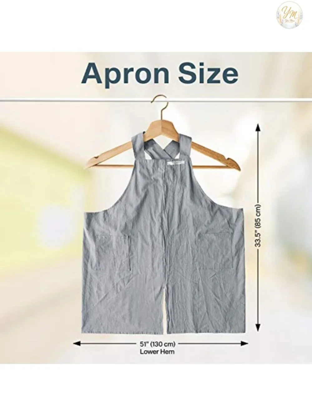 Cross-Back Cotton Apron with Pockets, Unisex Kitchen & Garden